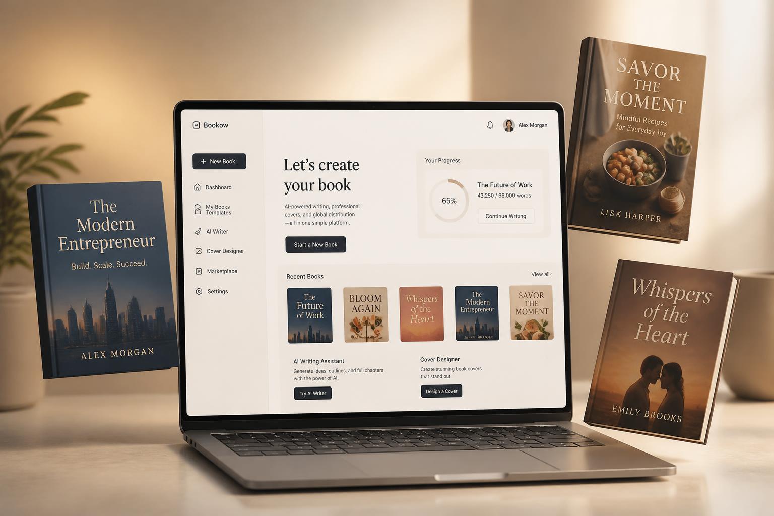 BookForge AI dashboard with generated book covers